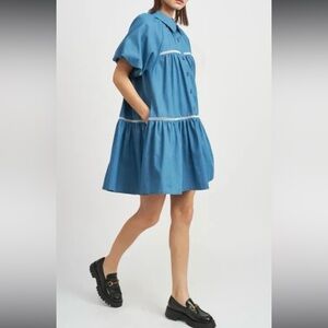 New EN SAISON NWOT Tra Tiered Cotton Button- Down Dress